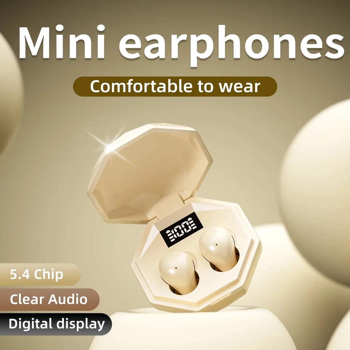 Mini Cute Wireless Bluetooth Sleep Earbuds Invisible Design Effective Noise Isolation Built-in Microphone Ideal for Sleepers