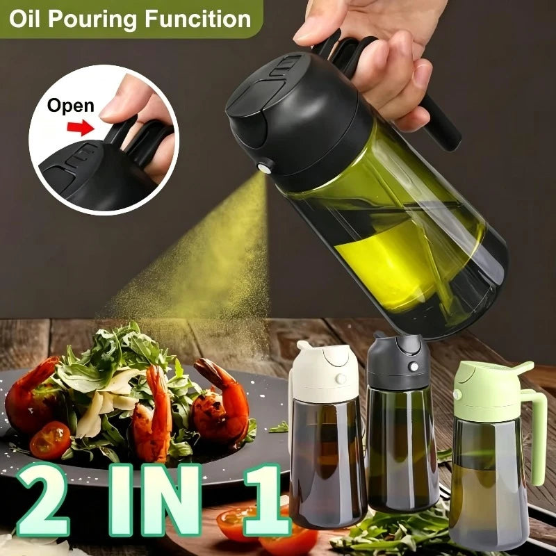 Oil Cruet Olive Oil Dispenser Sprayer for Cooking 2 in 1- Spray and Pour Dark Green Oil Sprayer Bottle 500ml  Spice Rack