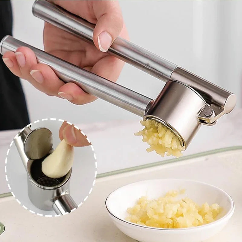 Kitchen Stainless Steel Garlic Press, Detachable Design, Rust-Proof, Large-Sized Garlic Crusher, Essential Kitchen Item