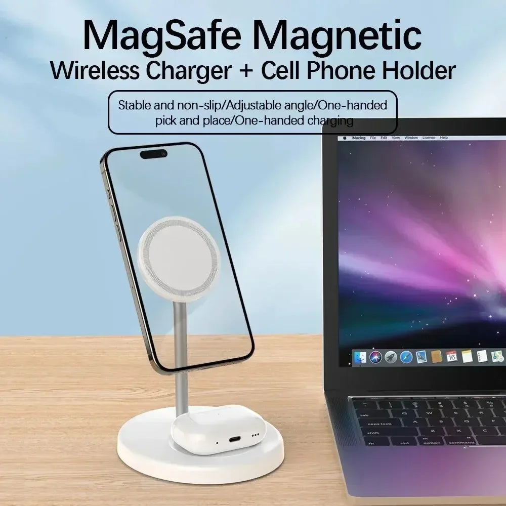 Magnetic Wireless Charger Stand 30W 2 in 1 Phone Charging Station Dock For iPhone 15 14 13 12 Pro Max AirPods Fast Chargers