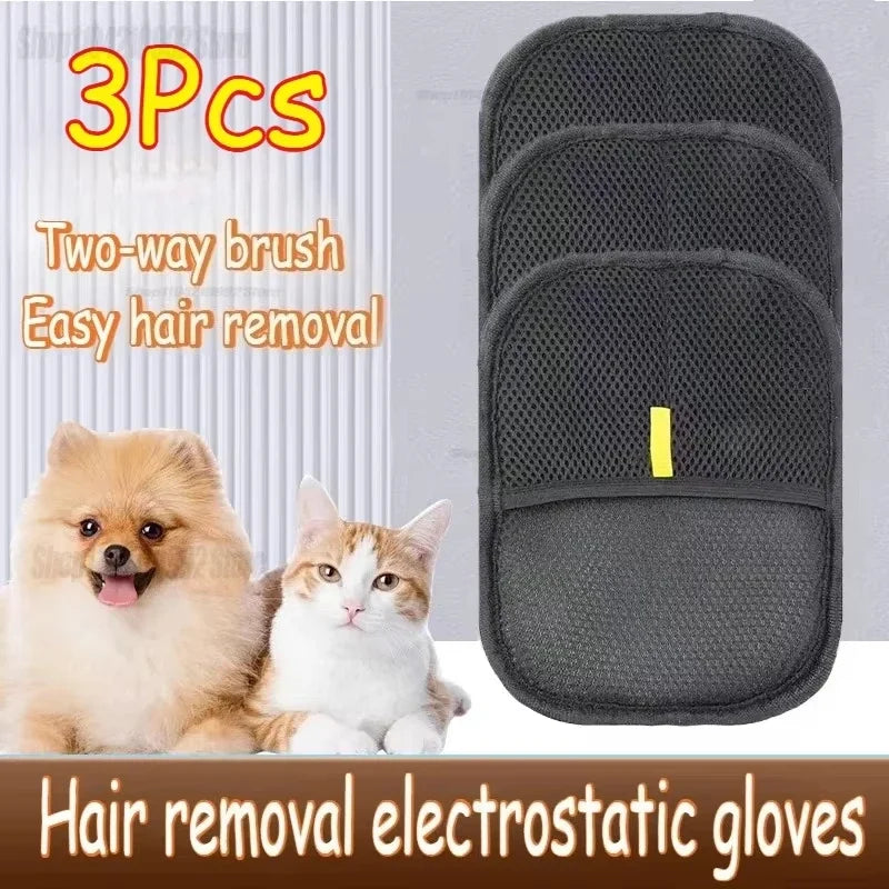 Pet Clothing Hair Remover Brush Static Free Brushing Tool Deshedding Brush Double-Sided Glove Cleaning Carpet Sticking Devices