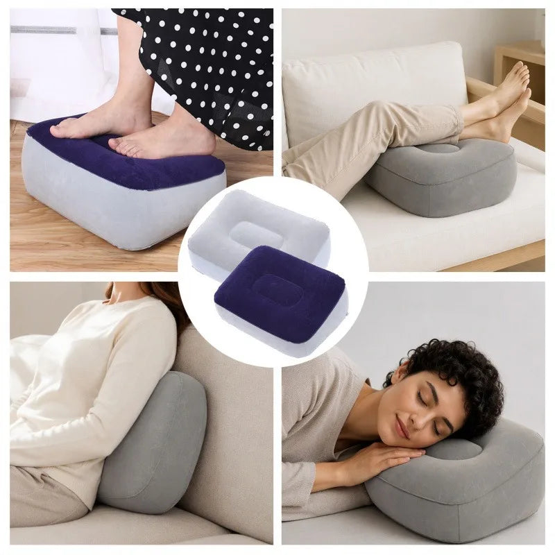 Inflatable PVC Foot Rest Pillow Leg Support Cushion For Travel Office Home Under Desk Airplane Car
