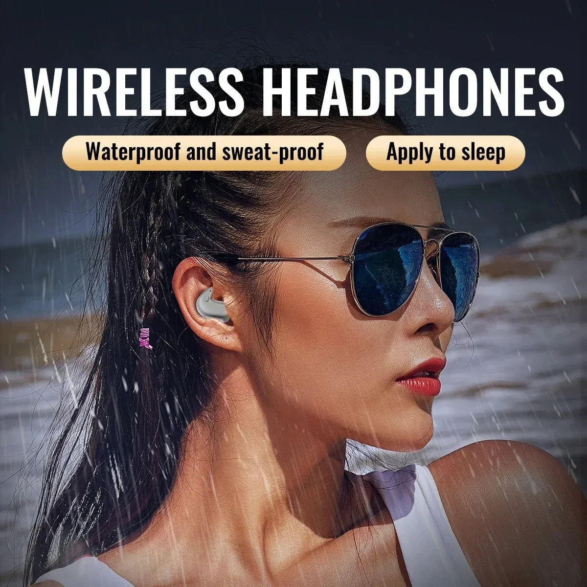 KEBIDUMEI Sleep Headphones Bluetooth 5.3 Earphones for Side Sleeper Mini In Ear Earbuds Wireless Waterproof HiFi Stereo Headsets