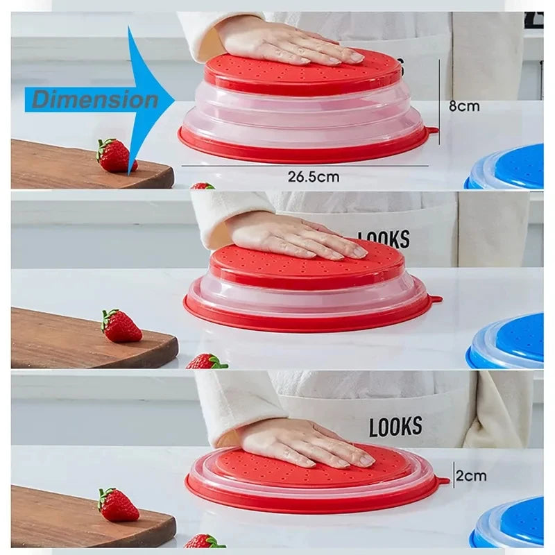 Foldable Microwave Splash Guard Lid BPA Free Heat Resistant Cover With Hanging Hook Anti Splatter Kitchen Gadget For Heating Pla