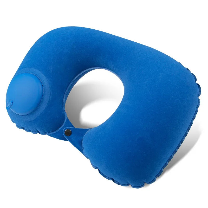 Flocking Inflatable Portable Neck Pillow That Can Be Stored And Self Filled Suitable For Outdoor Travel Business Trips camping