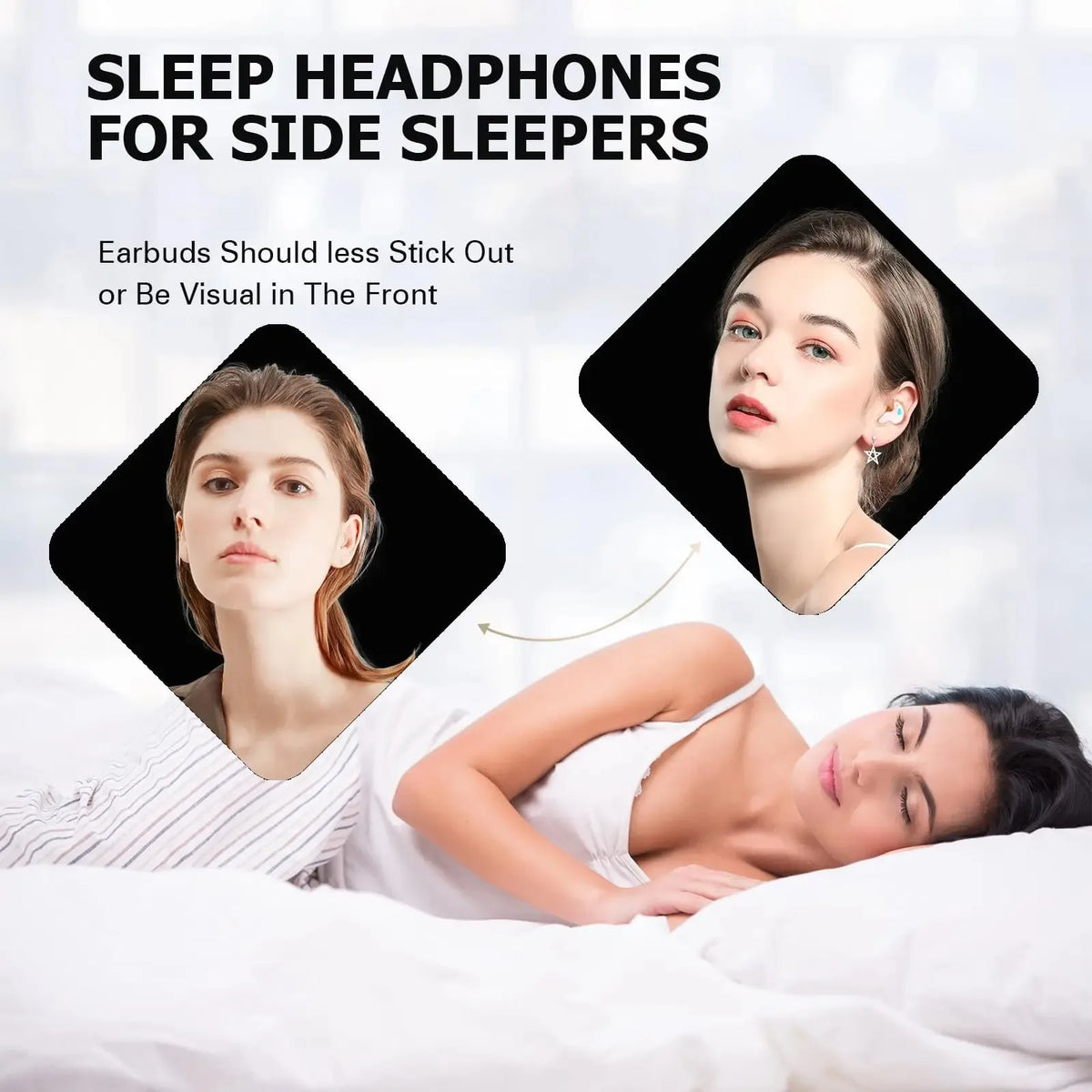Sleep Earphones Bluetooth Wireless Tiny Compact Design Fit for Small Ears Portable Audio Headphones Ideal for Side Sleeping