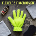 1 PC Five-Finger Car Wash Gloves - Fur-covered Car Cleaning Sponge Gloves - Hub Cleaning and Multi-functional Car Cleaning Tools