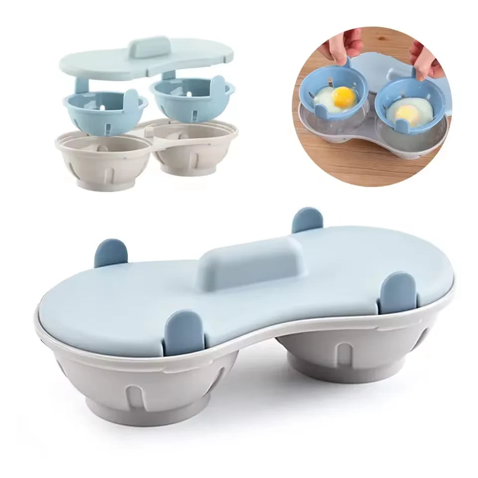 Microwave Oven Egg Poacher 2 Grid Silicone Egg Cooker For Boiled Eggs Duck Eggs And Household Eggs Kitchen Tool Cooking Gadgets