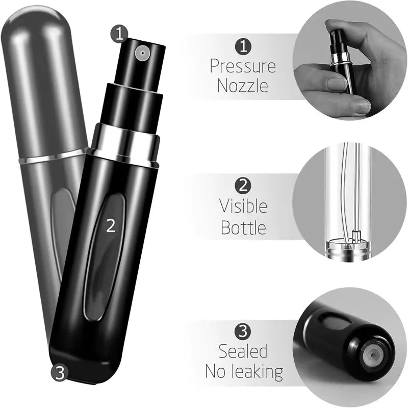 5ml Mini Perfume Atomizer Portable Liquid Container for Cosmetics Travel Aluminum Spray Empty Refillable Spray Bottle