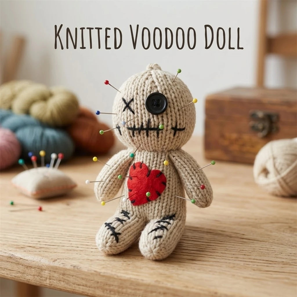 1-10pcs Handmade Knitted Voodoo Doll With Colorful Pins Spooky Halloween Decor & Novelty Creepy Gift for Adults Party Prop