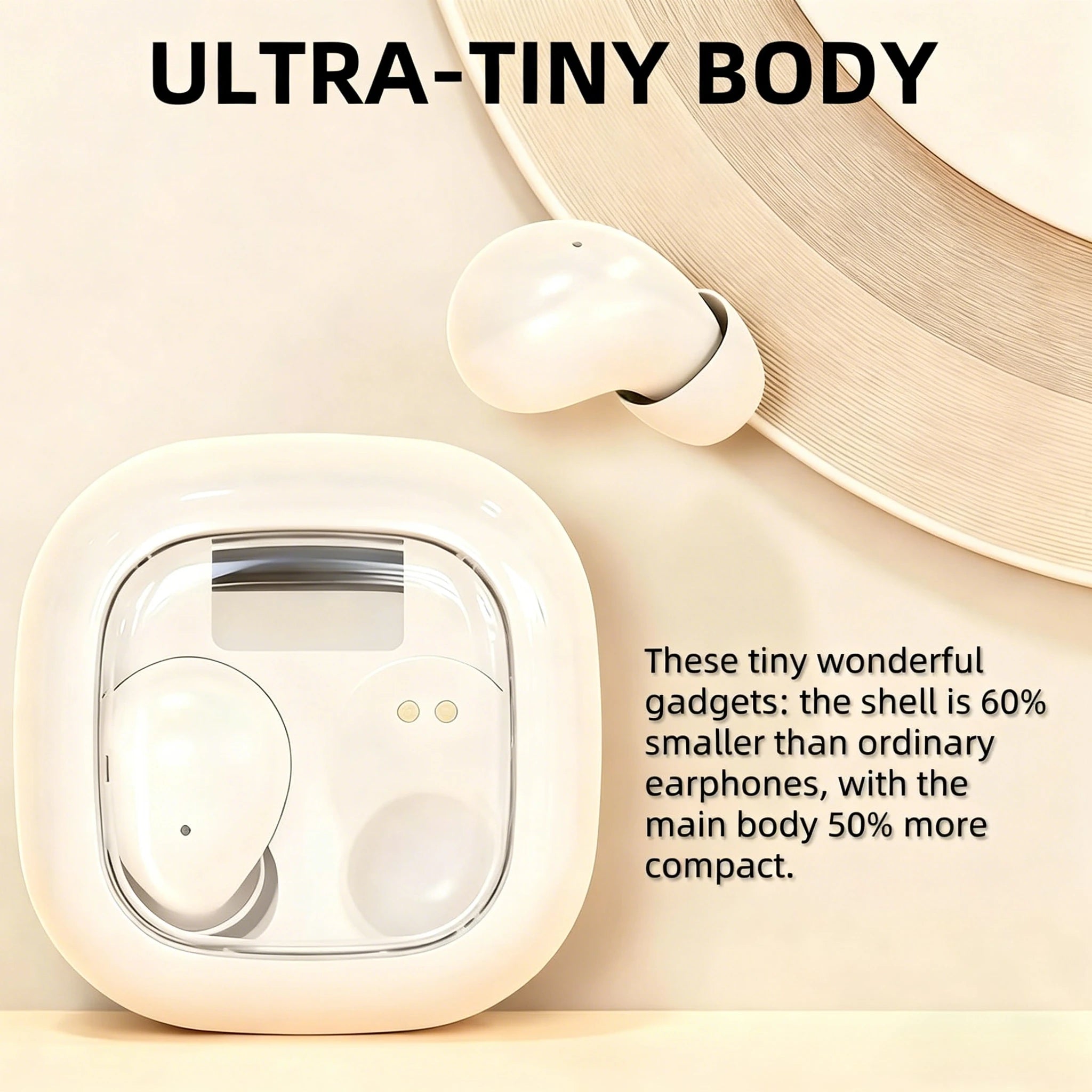 Super Mini Earphones Hidden Bluetooth Earbuds HIFI Stereo Noise Isolation Wireless Headphones With HD Call Microphone