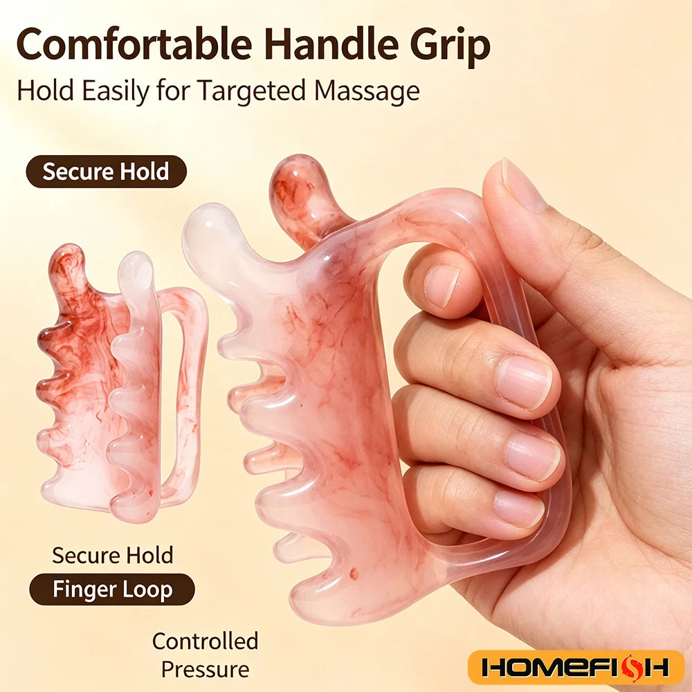 1PCS Double Push Resin Massage Comb Back Waist Gua Sha Device Shoulder Neck Gua Sha Stick Meridian Dredging Stick Massage Tool