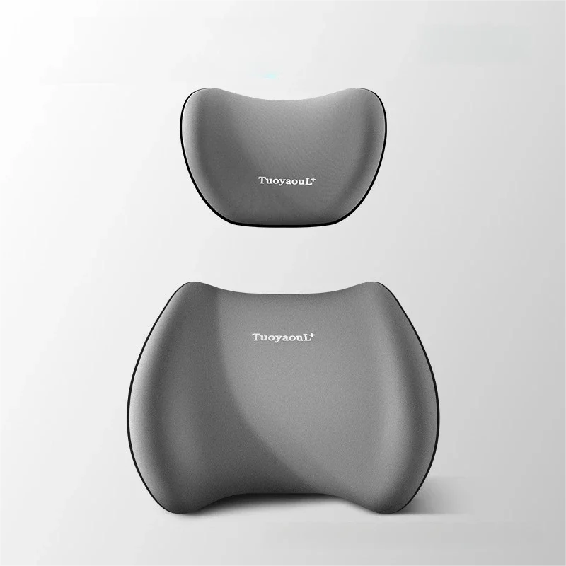 Car Universal Headrest Lumbar Support Memory Foam Cervical Neck Pillow Ergonomic Backrest Waist Cushion Auto Seat Protector Set