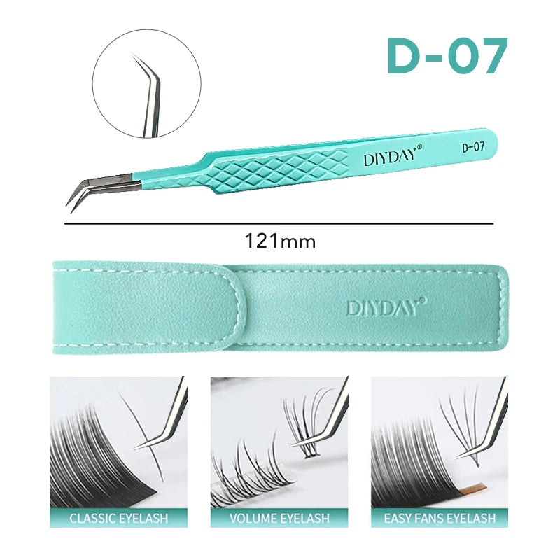 DIYDAY Anti-Slip Eyelash Extensions Tweezers High-Density Fiber Tip Eyebrow Tweezer Professional Precision Beauty Tools