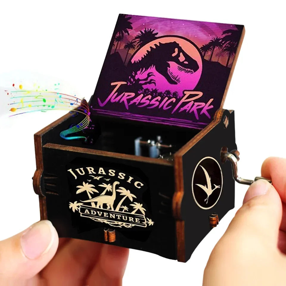 Hot 1pcs Antique carved Wooden Hand Crank Happy Halloween Music Box You are my sunshine Halloween Decor Christmas Birthday Gift