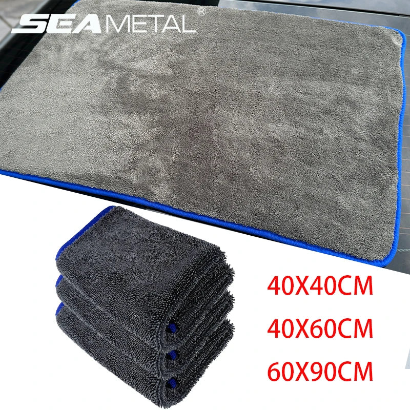 SEAMETAL High-end Car Wash Microfiber Twisted Towel Super Absorbent Fast Drying Towels Detailing Cloth for Car Cleaning Tools