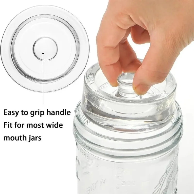 Glass Weights with Handle Clear Wide Mouth Mason Jar Lid Kitchen Gadgets Sealed Storage Container Lids Cheese Fermentation
