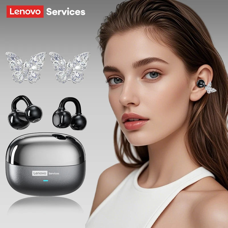 Choice Lenovo LE302 OWS Ear Clip Wireless Earphones Low Latency HD Call Bluetooth Headphones HiFi Music Sport Fashion Earbuds