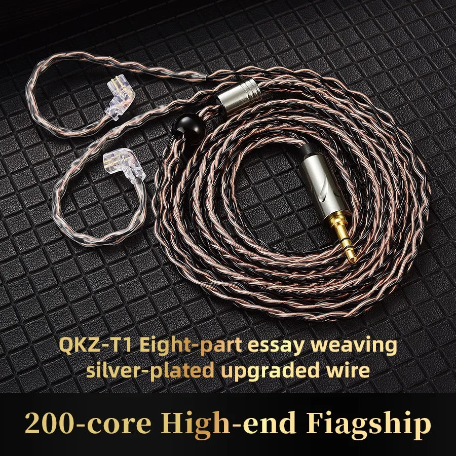 Hot QKZ T1 Earphone Cable 3.5mm Jack QDC 0.75mm Connector Wired Headphones For ZXN ZXT VK4 ZX2 ZAX2 KZ EDX ZSN Pro X TRN MT1