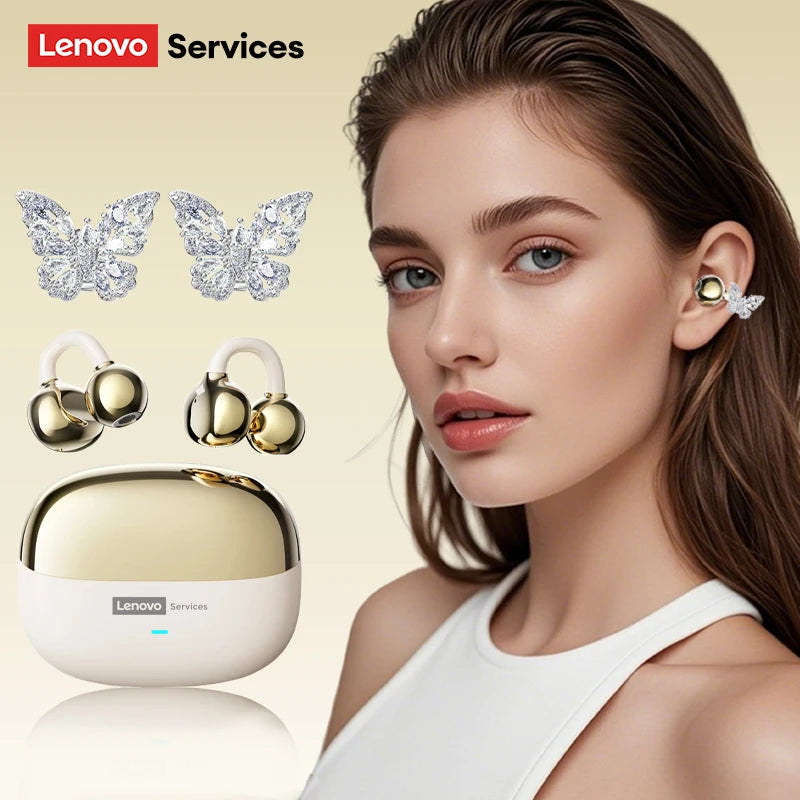 Choice Lenovo LE302 OWS Ear Clip Wireless Earphones Low Latency HD Call Bluetooth Headphones HiFi Music Sport Fashion Earbuds
