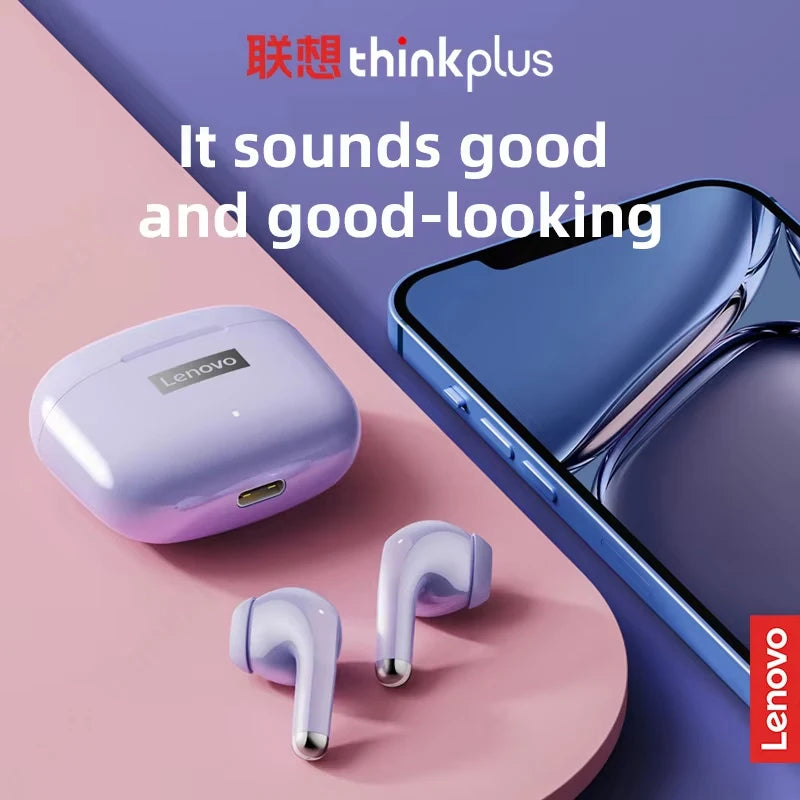 Lenovo LP40 Pro Bluetooth V5.3 Earphones Anti-sweat Lightweight Headphones Compatible With Smart Phone Laptop Computer Earbuds