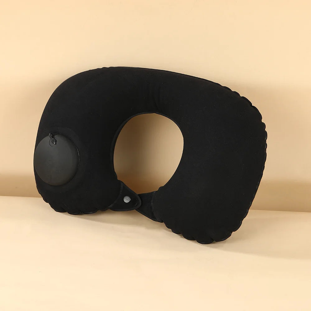 Flocking Inflatable Portable Neck Pillow That Can Be Stored And Self Filled Suitable For Outdoor Travel Business Trips camping