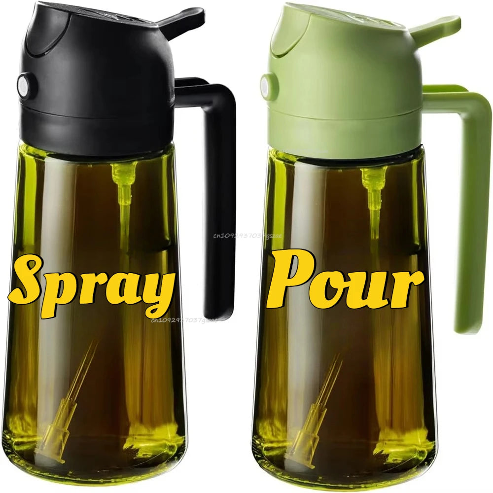 Oil Cruet Olive Oil Dispenser Sprayer for Cooking 2 in 1- Spray and Pour Dark Green Oil Sprayer Bottle 500ml  Spice Rack