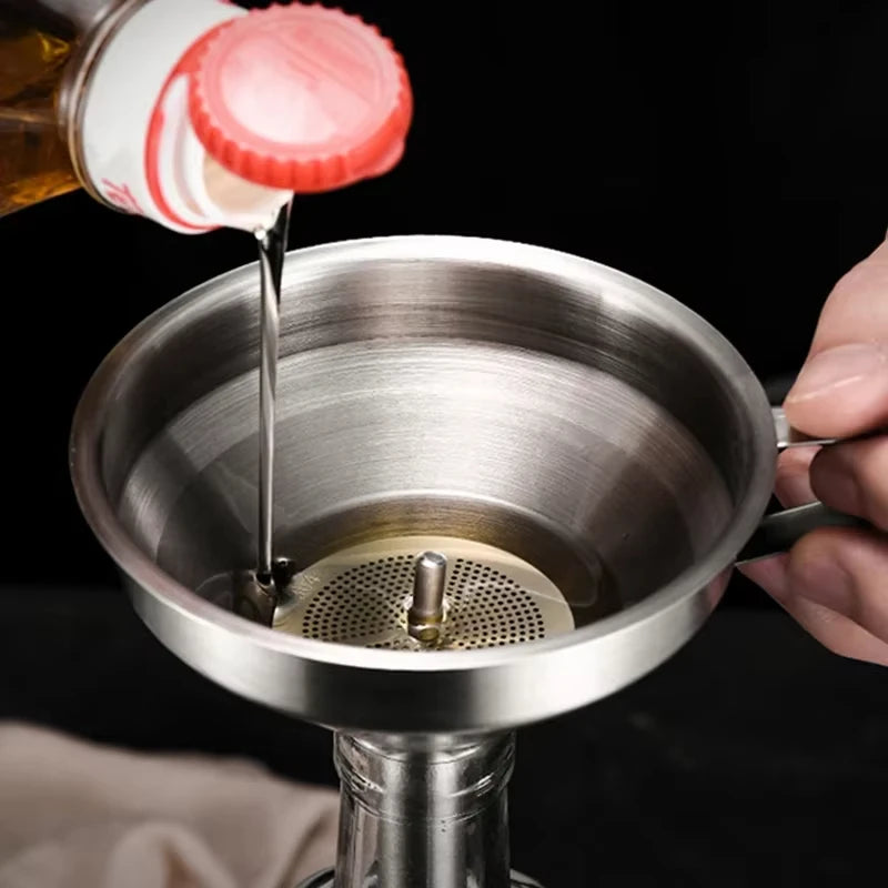 Funnel Kitchen 304 Stainless SteelFunnel Oil Liquid Funnel with Strainer SmallMetal Food Oil Filter for Bottle KitchenGadgets