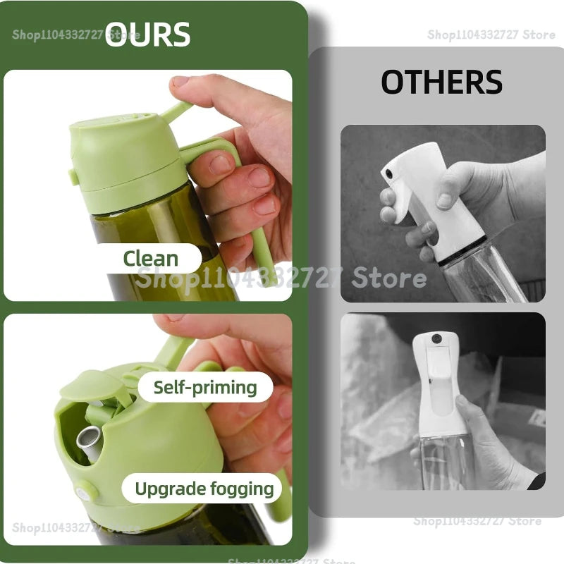 Oil Cruet Olive Oil Dispenser Sprayer for Cooking 2 in 1- Spray and Pour Dark Green Oil Sprayer Bottle 500ml  Spice Rack