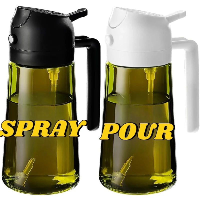 Oil Cruet Olive Oil Dispenser Sprayer for Cooking 2 in 1- Spray and Pour Dark Green Oil Sprayer Bottle 500ml  Spice Rack