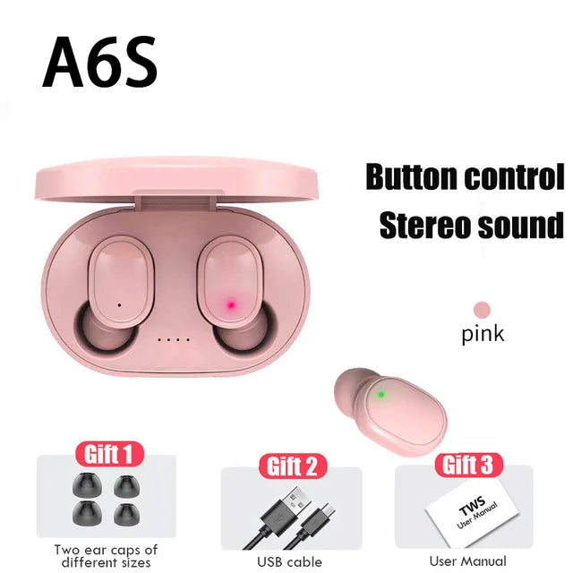 A6S TWS Earphones Touch Control Earbuds Wireless Bluetooth 5.1 Headphones With Mic Earphones Sport Waterproof Headset for xiaomi