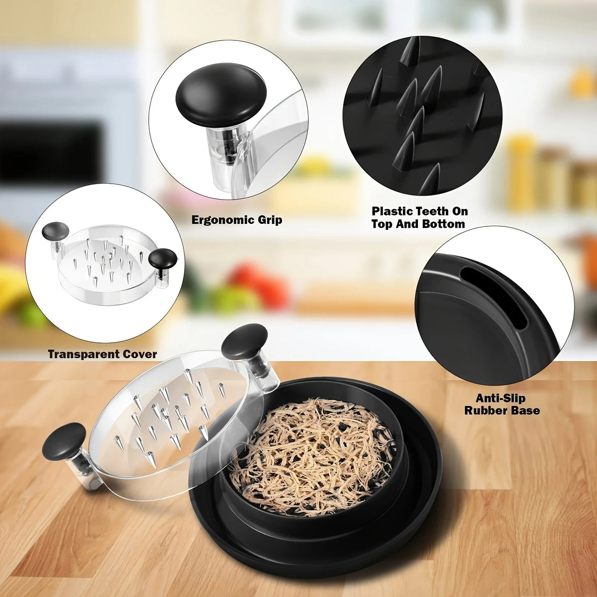 Meat Shredder Rotating Hand Twist, Heavy Duty Chicken Pork Shredder Tool, Stainless Steel Dishwasher Safe Kitchen Gadget