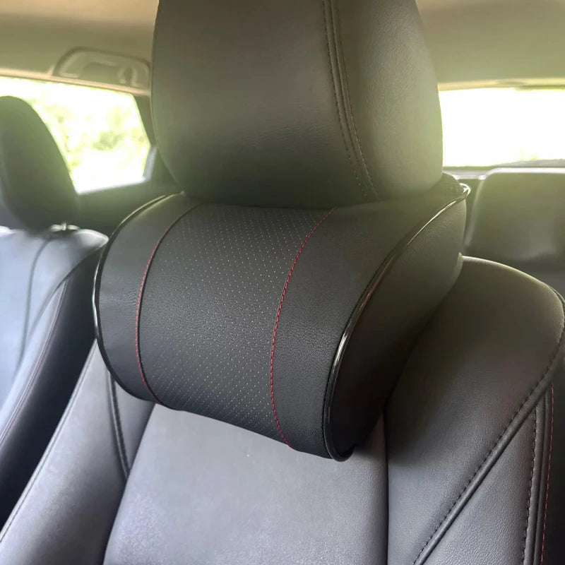 Memory Foam Car Neck Pillow PU Leather Car Headrest Neck Support Pillows Vehicle Neck Cushion Car Interior Accessories