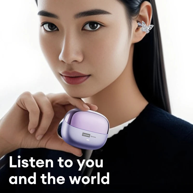Choice Lenovo LE302 OWS Ear Clip Wireless Earphones Low Latency HD Call Bluetooth Headphones HiFi Music Sport Fashion Earbuds