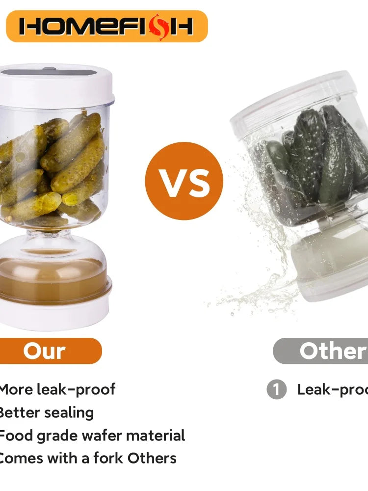 Olive and Pickle Strainer Jar New Olive Container Hourglass Jar with Strainer Flip Pickle Container for Airtight Food Storage