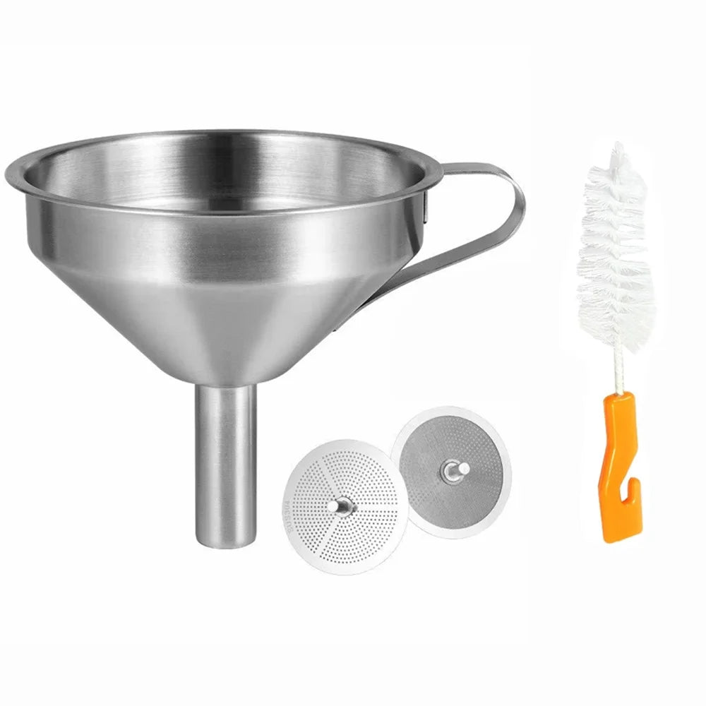 Funnel Kitchen 304 Stainless SteelFunnel Oil Liquid Funnel with Strainer SmallMetal Food Oil Filter for Bottle KitchenGadgets