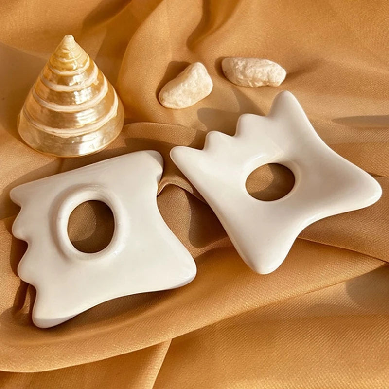 SX 1pc New Ceramic Gua Sha Board Anti Aging Facial Skin Care Reducing Dark Circles Removal Wrinkle Ceramic Facial Scraping Tool