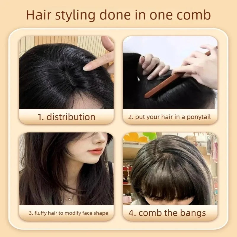 Professional Anti-Static Scalp Massage Paddle Hair Brush Imitation Wood Handle Stylist Tool for Teas