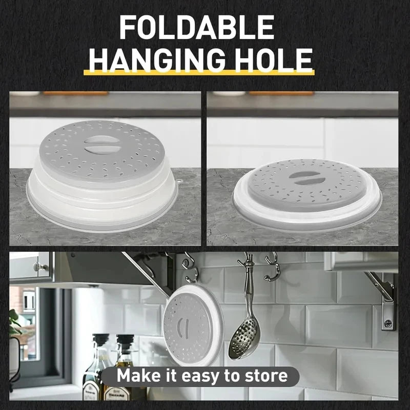Foldable Microwave Splash Guard Lid BPA Free Heat Resistant Cover With Hanging Hook Anti Splatter Kitchen Gadget For Heating Pla