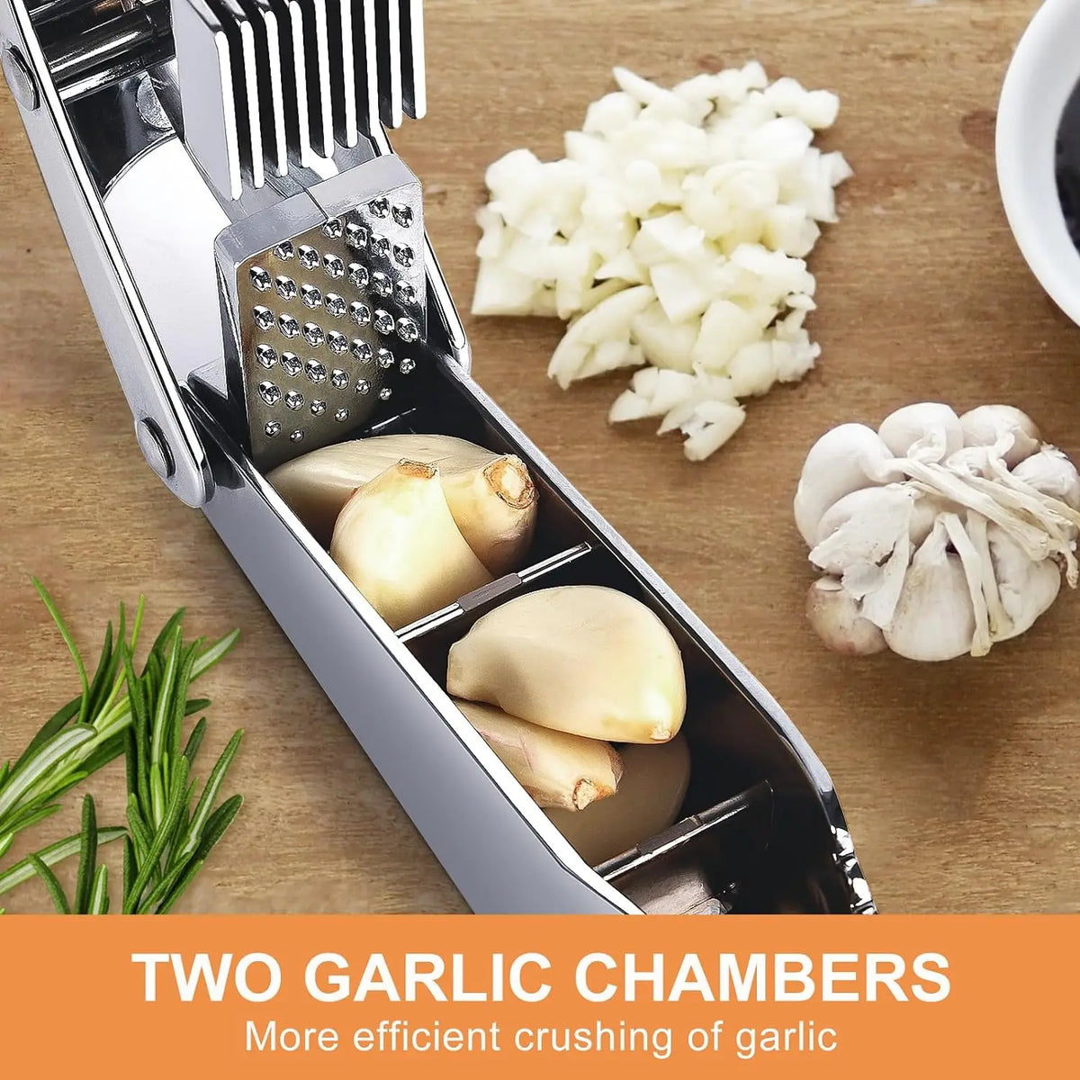 Garlic Crusher 2 in 1 Stainless Steel Garlic Minced Garlic Slices Kitchen High Quality Easy to Clean Kitchen Extrusion Tool