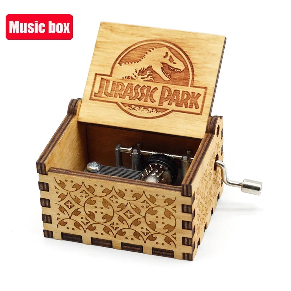 Hot 1pcs Antique carved Wooden Hand Crank Happy Halloween Music Box You are my sunshine Halloween Decor Christmas Birthday Gift