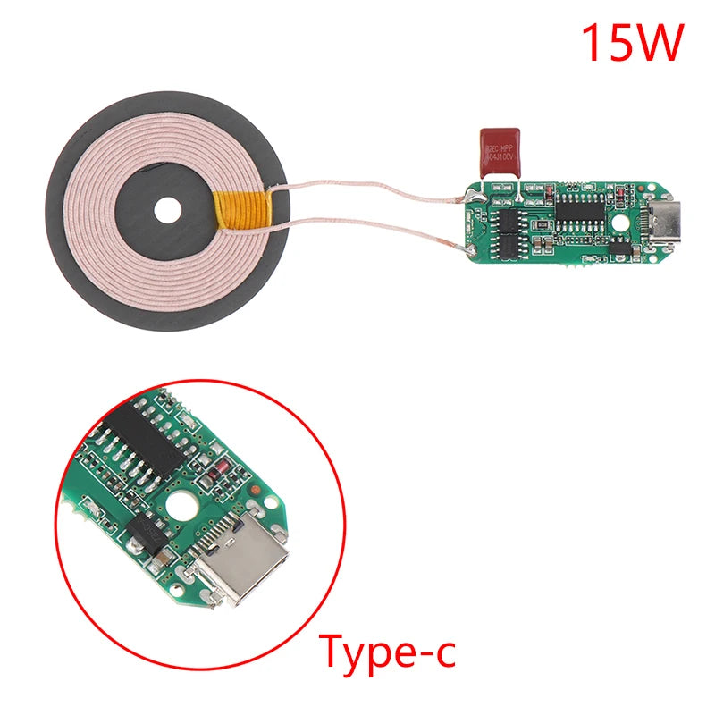 Transmitter Module Coil Circuit Board 5W/10W/15W Type-c Qi Fast Charging Wireless Charger PCBA DIY Standard Accessories