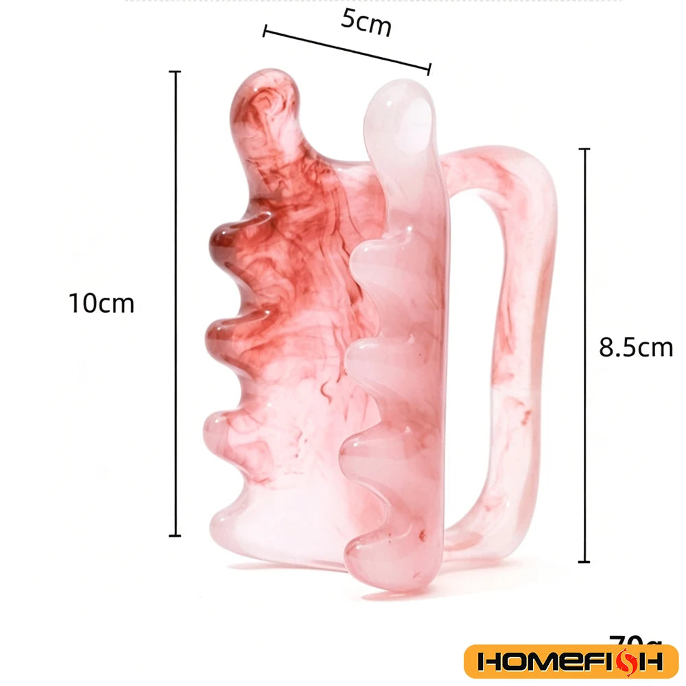 1PCS Double Push Resin Massage Comb Back Waist Gua Sha Device Shoulder Neck Gua Sha Stick Meridian Dredging Stick Massage Tool