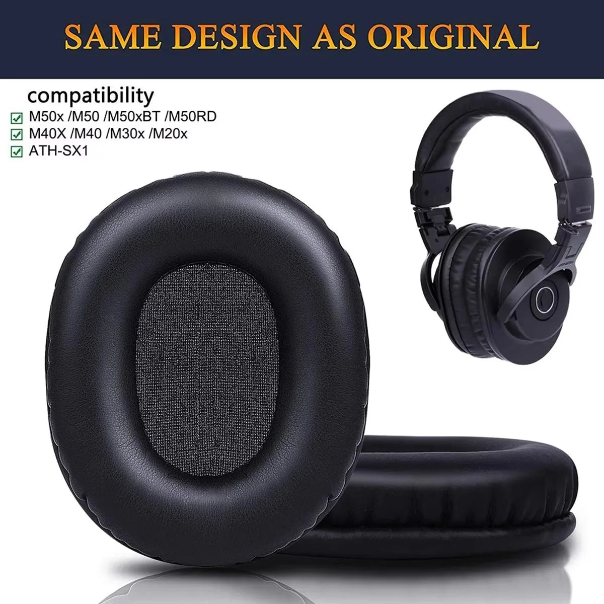 M50X Replacement Ear pads Compatible with Audio Technica ATH M50 M50X M50XBT M50RD M40X M30X M20X MSR7 SX1 Headphones Earpads
