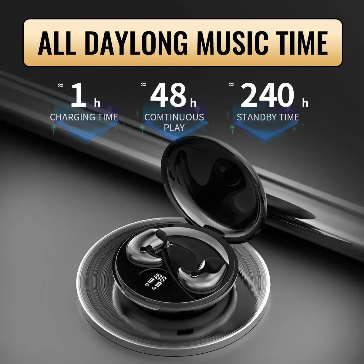 KEBIDUMEI Sleep Headphones Bluetooth 5.3 Earphones for Side Sleeper Mini In Ear Earbuds Wireless Waterproof HiFi Stereo Headsets