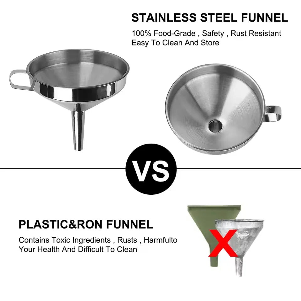 Funnel Kitchen 304 Stainless SteelFunnel Oil Liquid Funnel with Strainer SmallMetal Food Oil Filter for Bottle KitchenGadgets