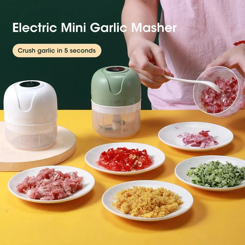 USB Portable Meat Grinder Vegetable Chopper for Kitchen Gadgets 250ml Garlic Masher Crusher Electric Kitchen Food Chopper