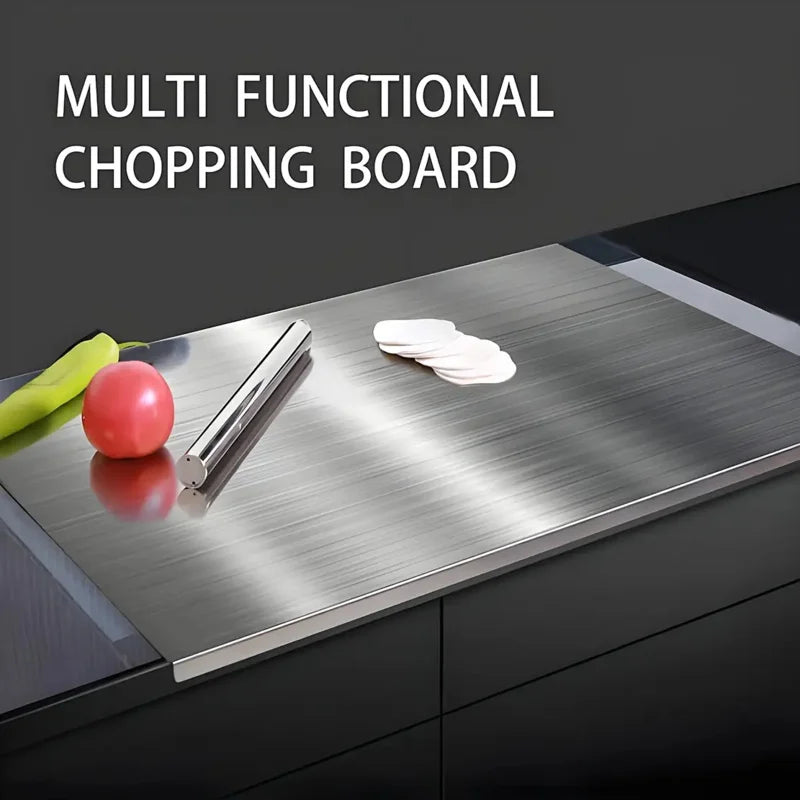 Large Foldable Stainless Steel Cutting Board, Kitchen Tools, BBQ, Kitchen Items, Kitchen Accessories for Home & Outdoor Use