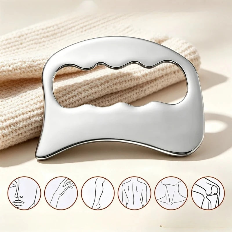 Stainless Steel Gua Sha Board Special Tool with Tendon Relaxation Sheet Sports Fitness Gua Sha Sheet Included for Body Care