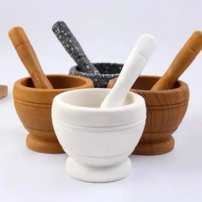 Manual Garlic Crusher Mortar And Pestle Multifunctional Spice Grinder Herb Medicine Grinding Bowl Kitchen Tool Set